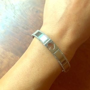 Spade Hole Punch Silver Bangle